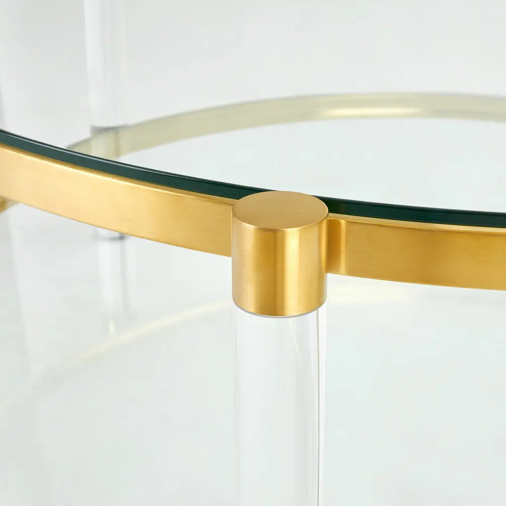 Paloma Gold Metal Round Coffee Table with Glass Top