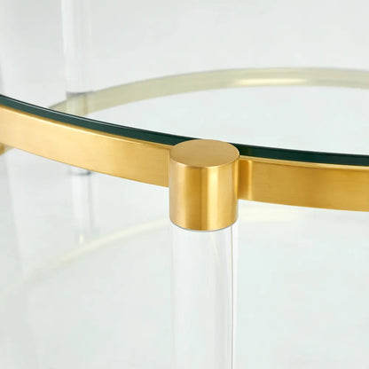 Paloma Gold Metal Round Coffee Table with Glass Top