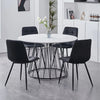 Round dining table set with four black chairs 