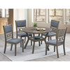 Dining room set with round table and four fabric chairs