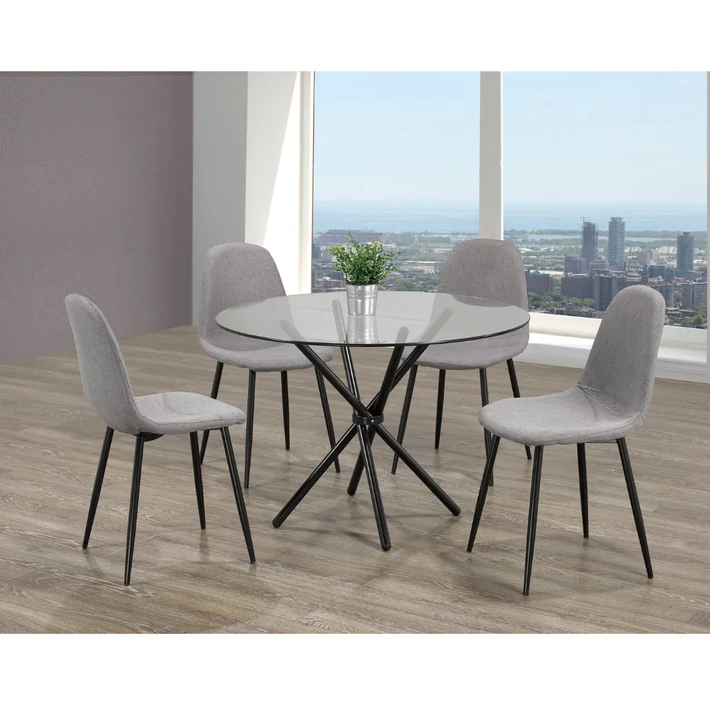 Round glass dining table set with four chairs
