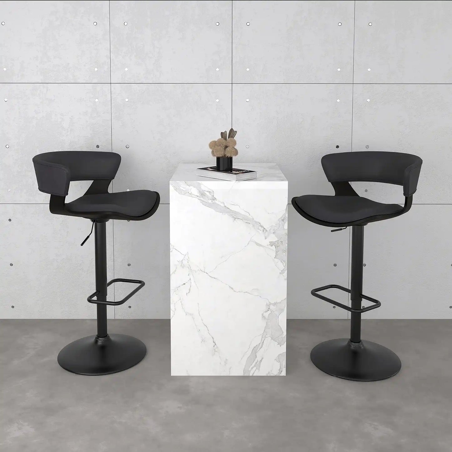 Rover Faux Leather Adjustable Bar Stool with Backrest
