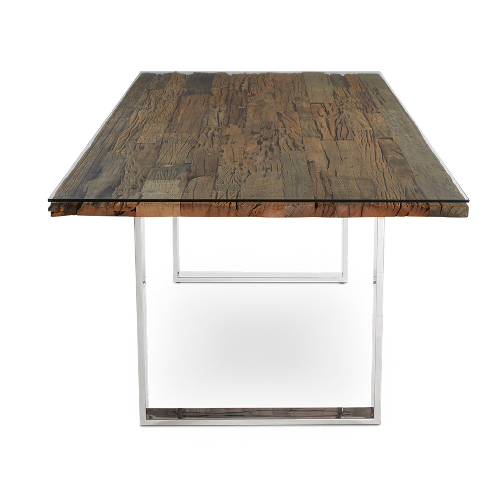 Rustic Reclaimed Wood Dining Table – Solid Railwood Top