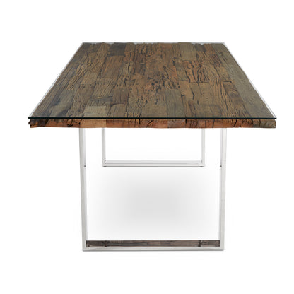 Rustic Reclaimed Wood Dining Table – Solid Railwood Top