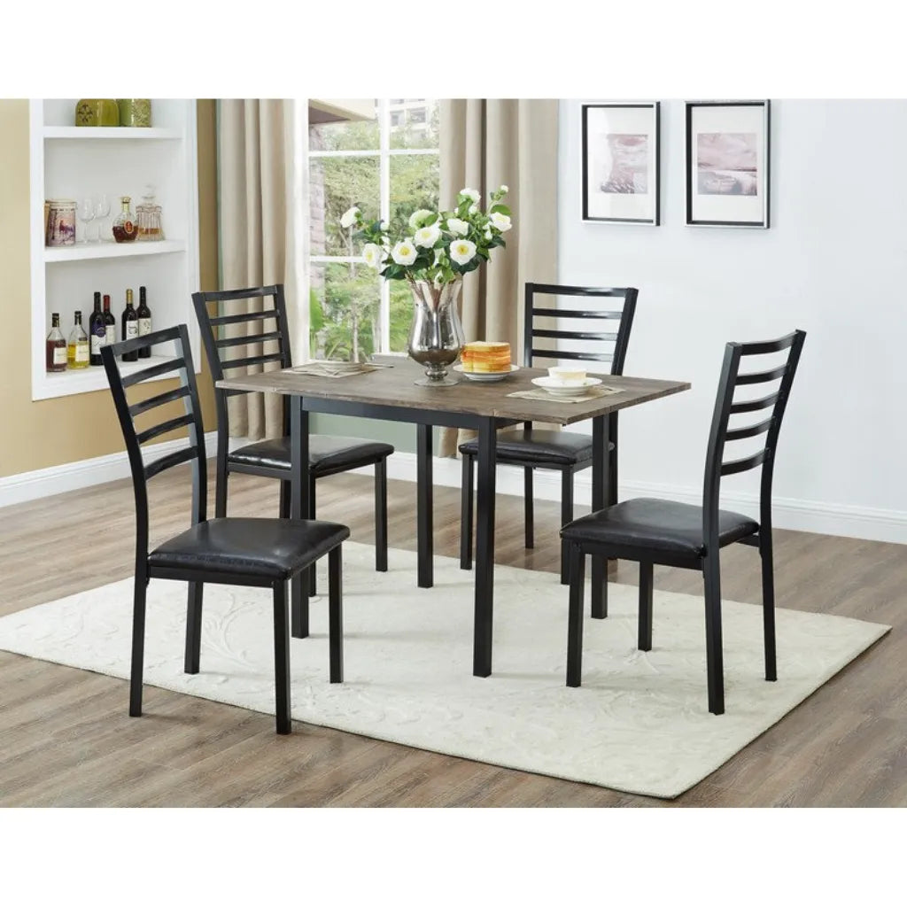 Rustic Dining Set with Drop Leaf 