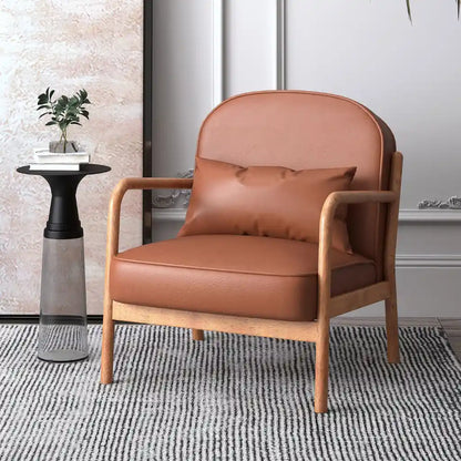 Fani Mid-Century Accent Chair with Faux Leather & Walnut Frame