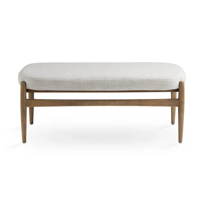 Salina Grey Linen Living Room Bench – Upholstered Seat with Wood Legs