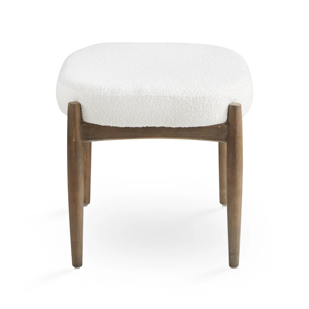 Salina White Boucle Fabric Ottoman – for Living Room