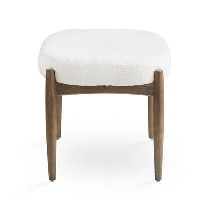 Salina White Boucle Fabric Ottoman – for Living Room