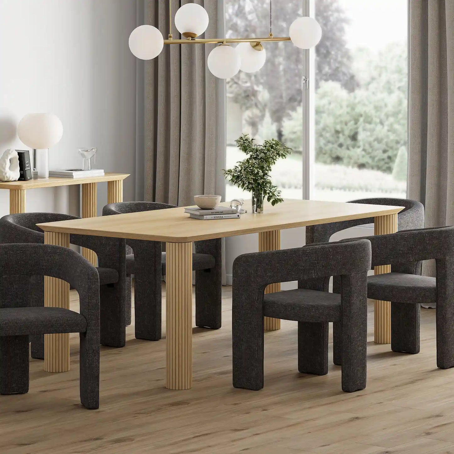 Sangra 79 Solid Wood Dining Table with Natural Finish