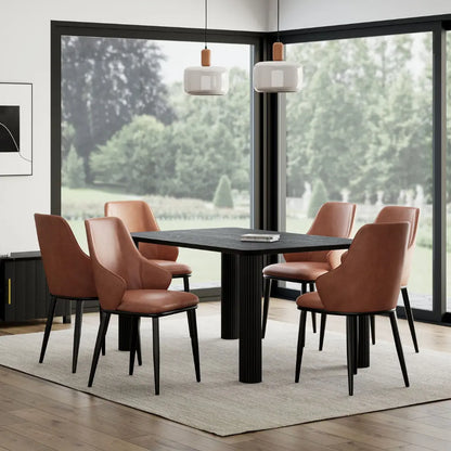 Sangra/Kash 7pc Solid Wood Dining Set – Black Mango Table