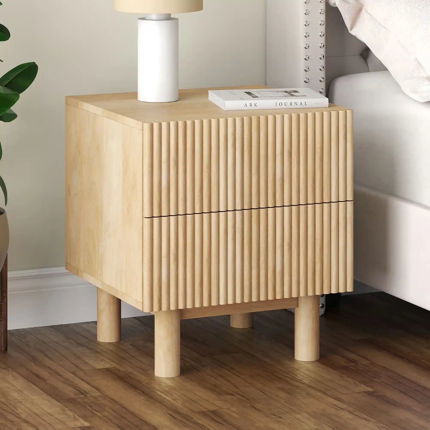 Sangra Mango Wood Nightstand with 2 Drawers