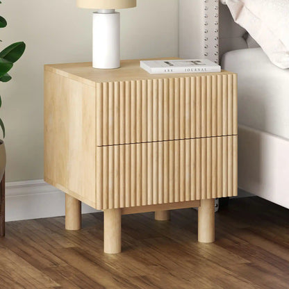 Sangra Mango Wood Nightstand with 2 Drawers