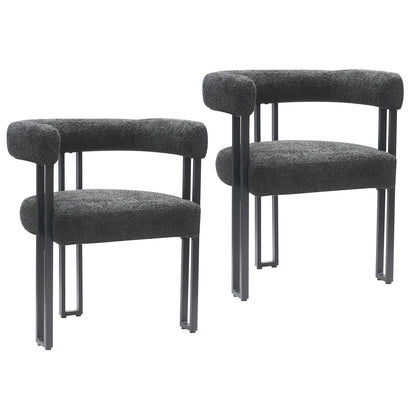 Scarlet Boucle Dining Chairs – Contemporary Side Chairs - Set of 2