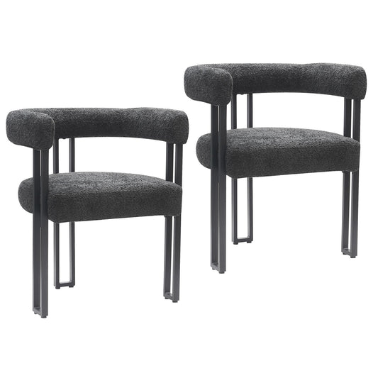 Scarlet Boucle Dining Chairs – Contemporary Side Chairs - Set of 2