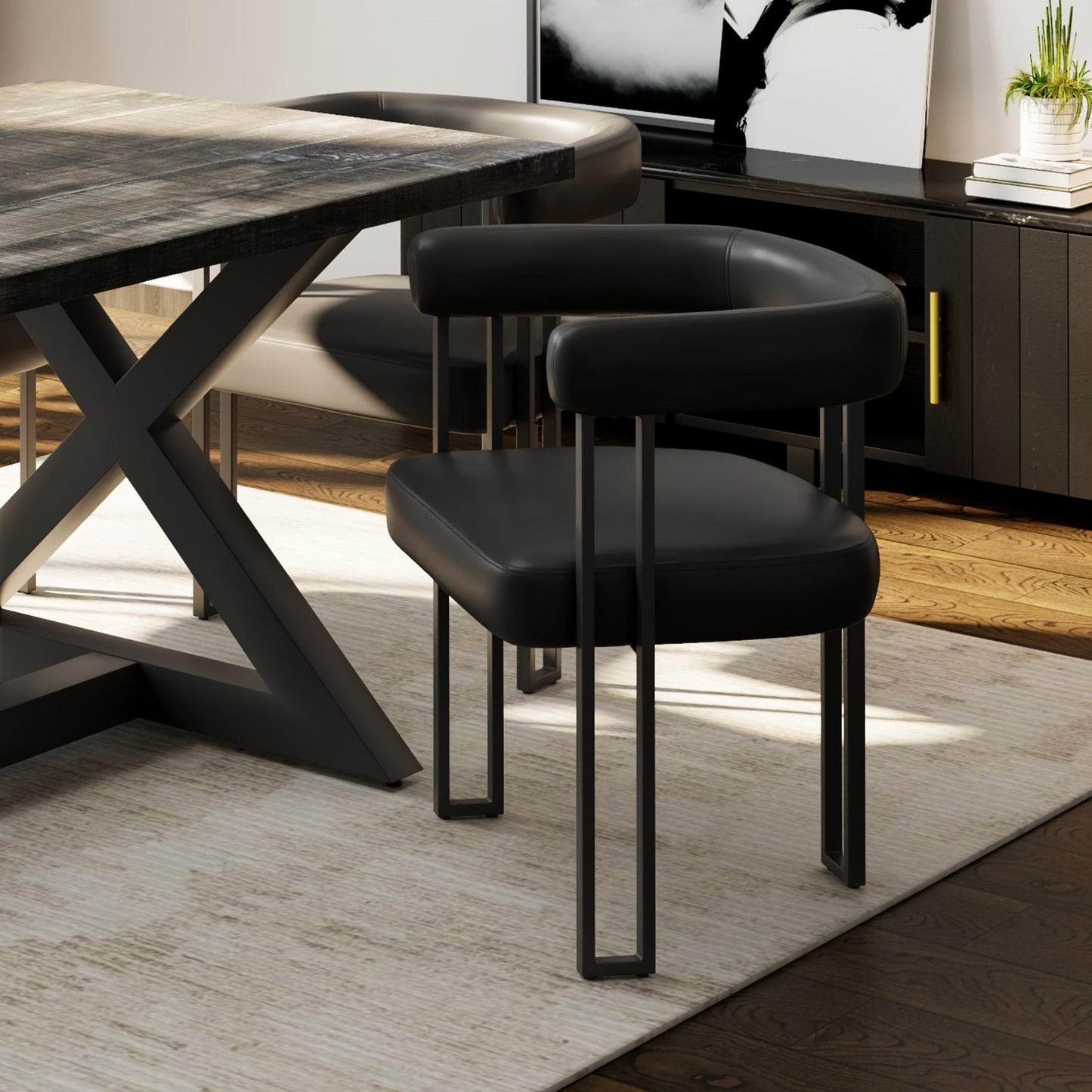 Scarlet Boucle Dining Chairs – Contemporary Side Chairs - Set of 2