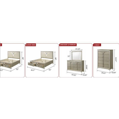 Samantha 6pc Bedroom Set in Olive Silver