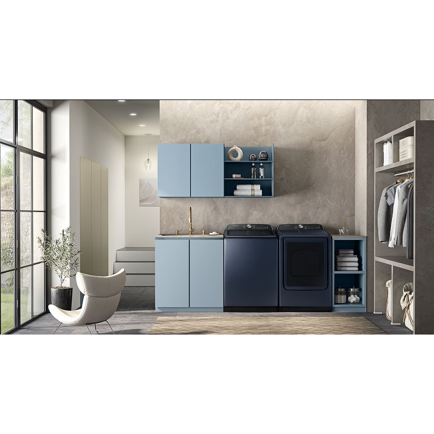 Samsung 7100 Top Load Washer Dryer Combo – Large Capacity with Pet Care  Solution , Navy