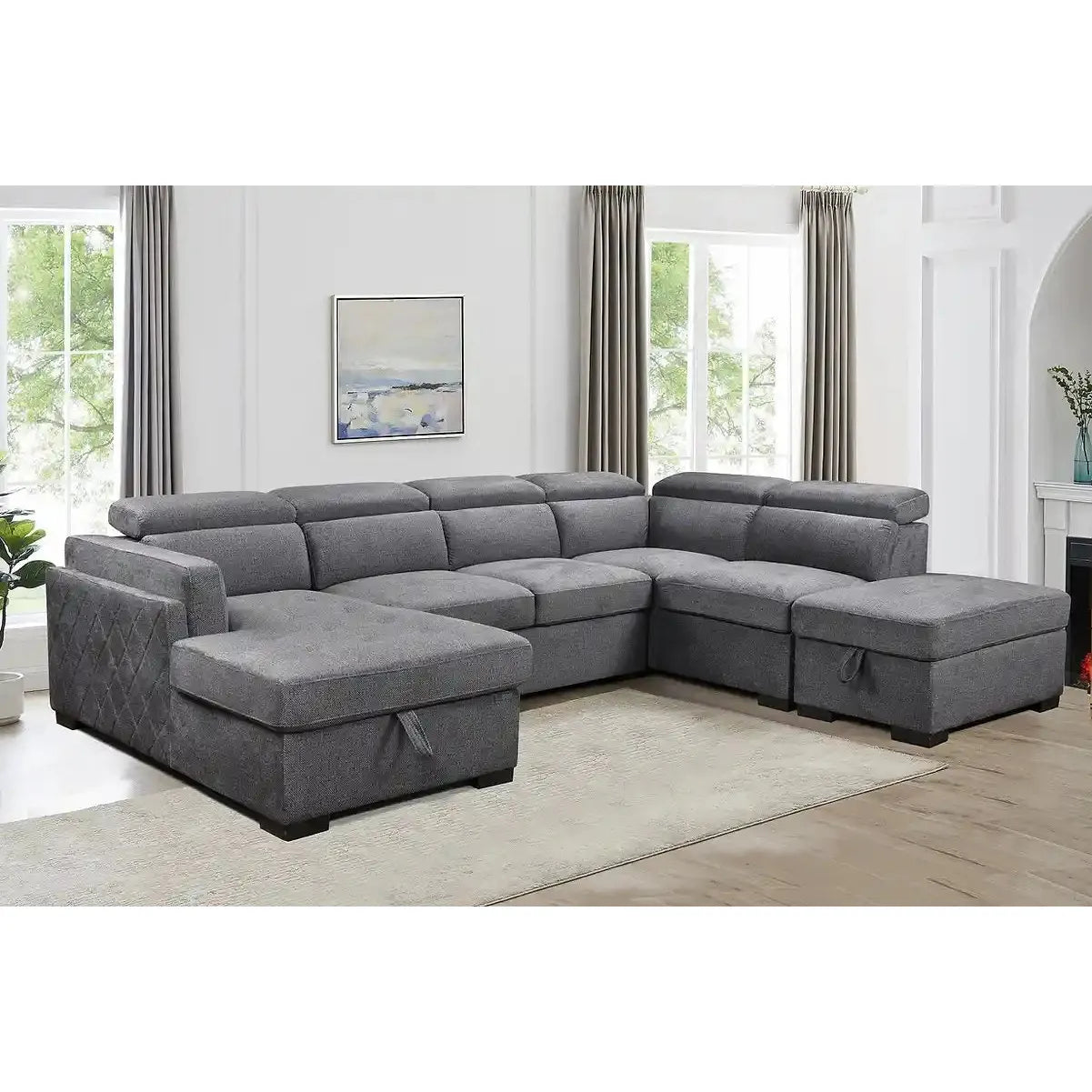 Gray sectional sofa bed for living room 