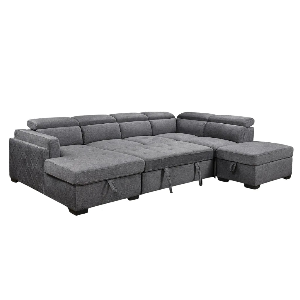 Gray sectional sofa with storage ottoman For sale In Québec