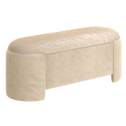 Selene Faux Fur Storage Ottoman – Modern Dark Beige Bench