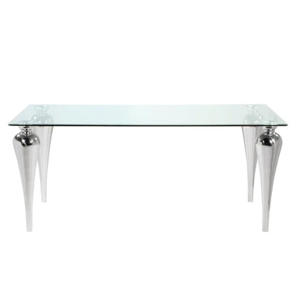 Sequoia Glass Dining Table Montreal  – Modern Stainless Steel Base
