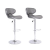 Two grey bar stools with chrome bases 