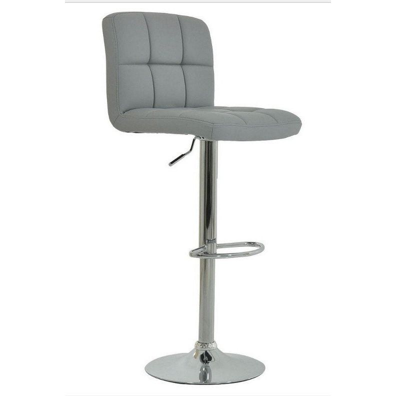 Grey bar stool with a chrome base 