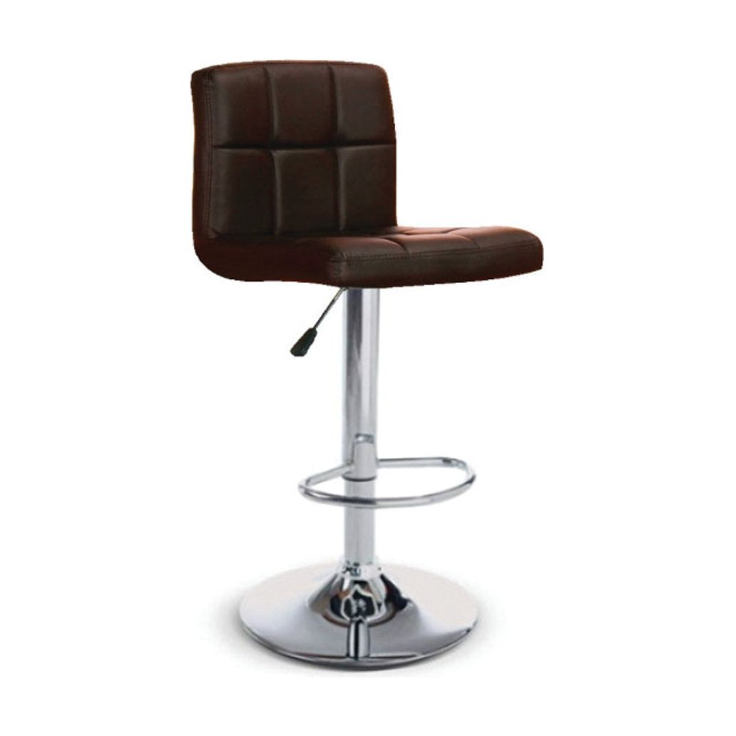 Brown leather bar stool with a chrome base 