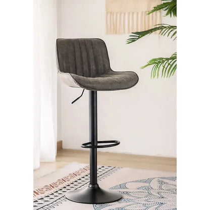 Grey bar stool with black base 