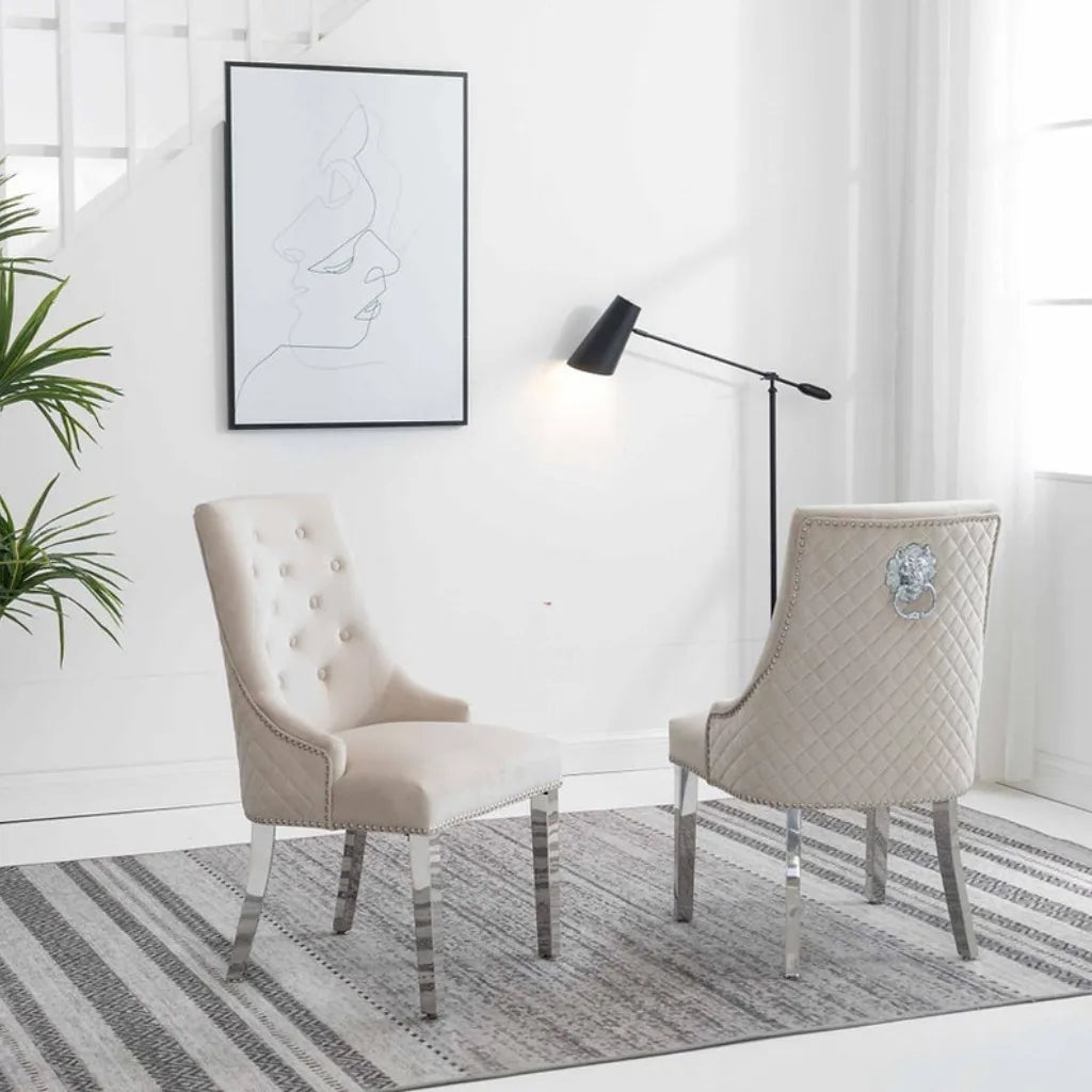 Set Of Two beige chairs 