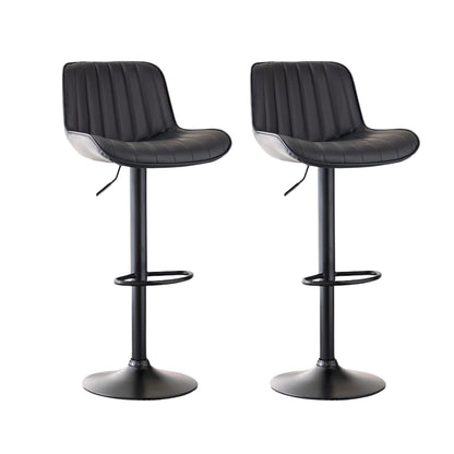Set Of Two black bar stools with cushioned seats 