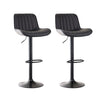 Set Of Two black bar stools with cushioned seats 