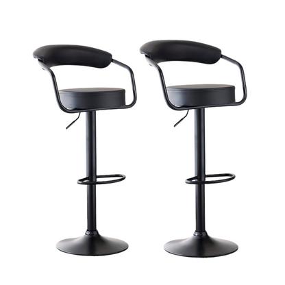 Set Of Two black bar stools with adjustable seats 