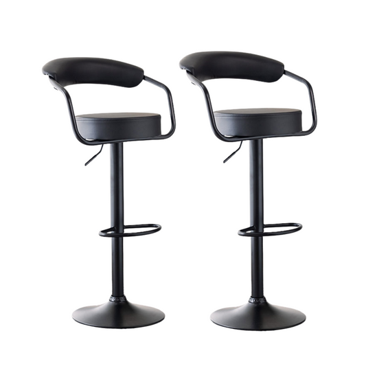 Set Of Two black bar stools with adjustable seats 
