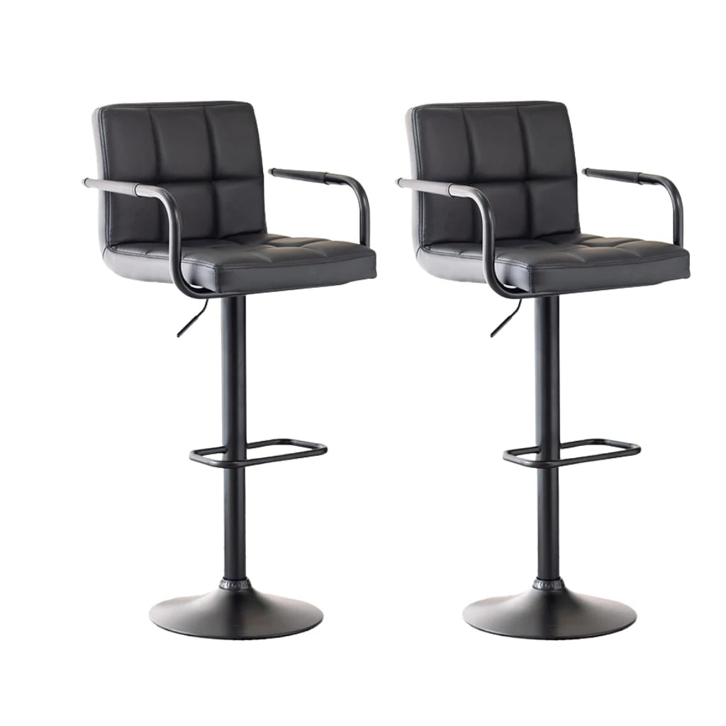 Set Of Two black bar stools with armrests 