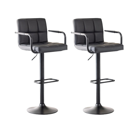 Set Of Two black bar stools with armrests 