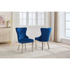 Set Of Two blue tufted chairs with silver legs