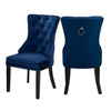 Set Of 2 Two blue velvet chairs with tufted backrests