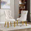 Set Of Two white upholstered chairs with gold legs