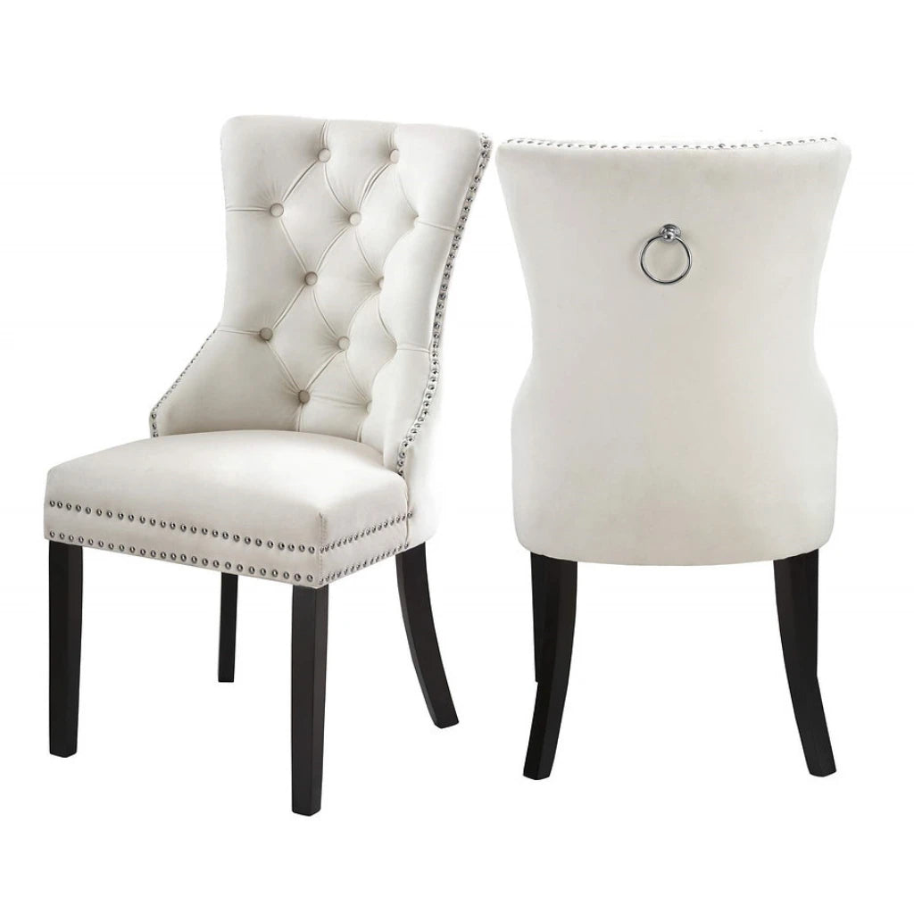 Set of Two velvet chairs with black legs