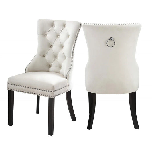 Set of Two velvet chairs with black legs