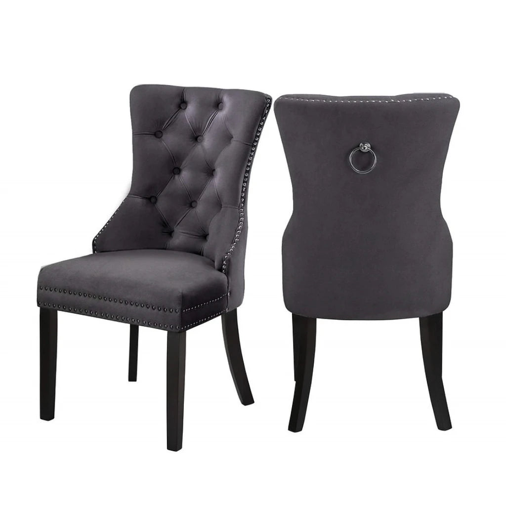 Set Of Two grey upholstered chairs