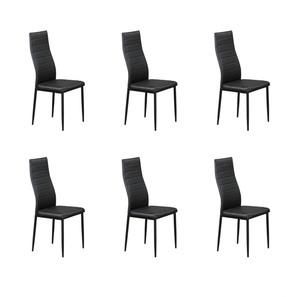 Set of six black dining chairs 