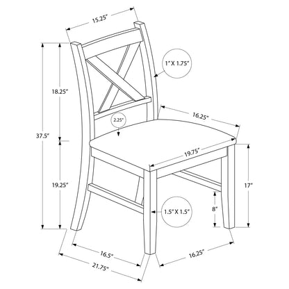 Set of 2 Espresso Dining Chairs – 37"H Cross Back Design – Black PU