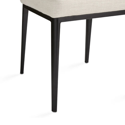 Shell Beige Linen Commercial Dining Chair with Black Metal Frame