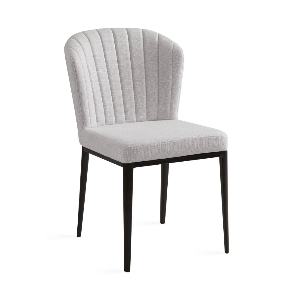 Shell Linen Dining Chair – Commercial-Grade with Black Metal Frame