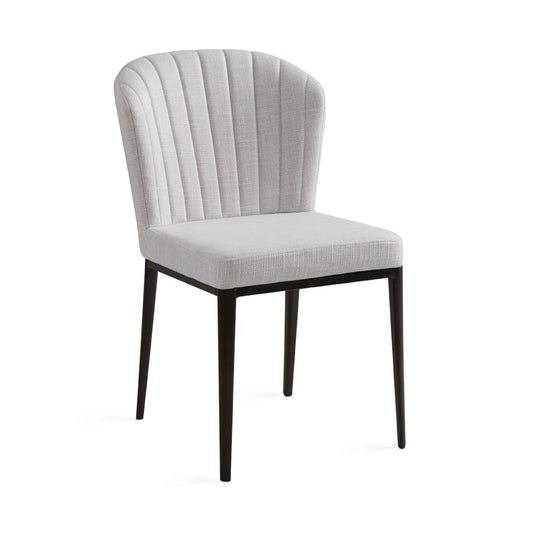 Shell Linen Dining Chair – Commercial-Grade with Black Metal Frame