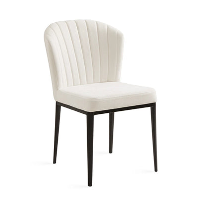 Shell Linen Dining Chair – Commercial-Grade with Black Metal Frame