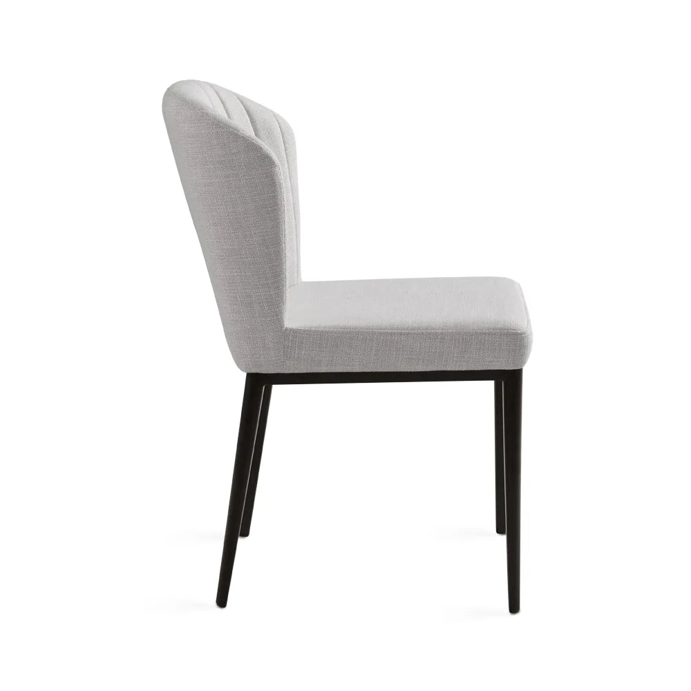 Shell Linen Dining Chair – Commercial-Grade with Black Metal Frame